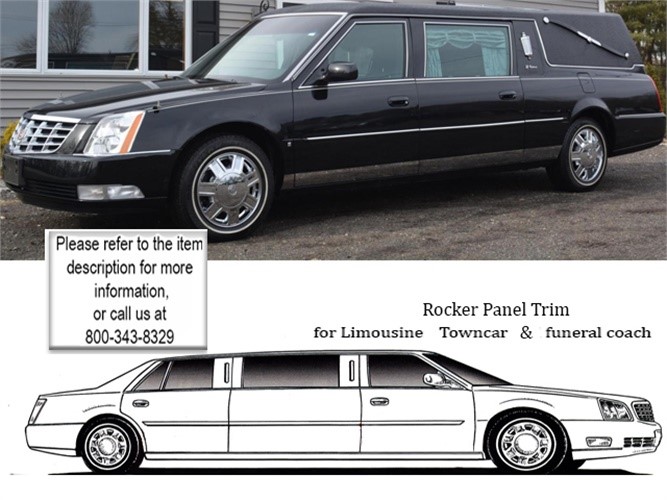 -Stainless Steel ROCKER PANEL 2.25 Width, extended Fits 2006-2011 CADILLAC DTS HEARSE